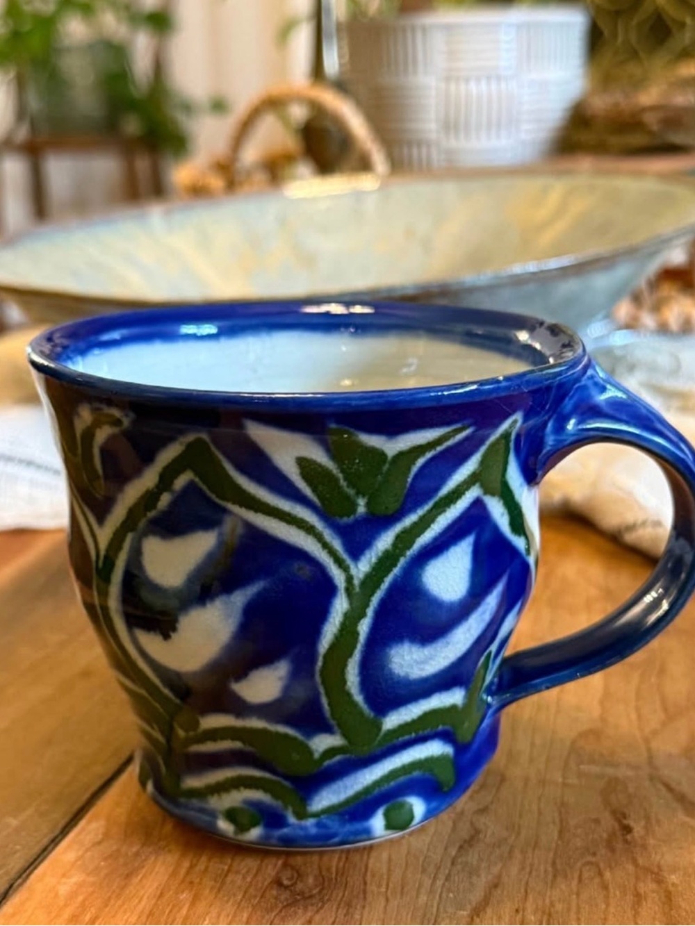 Handmade Blue Pattern Pottery Mug